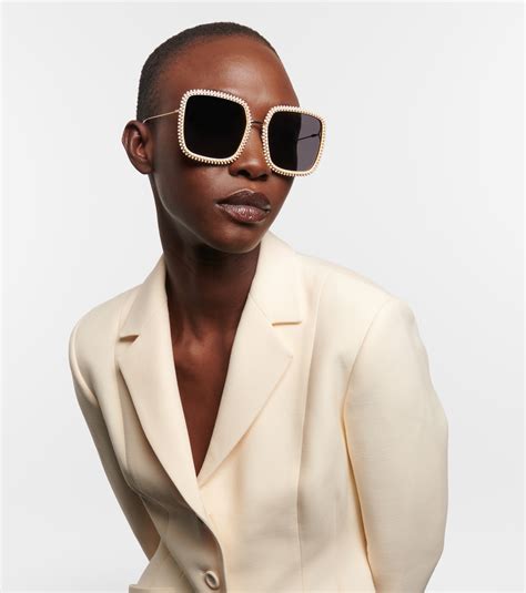 MissDior S2U embellished square sunglasses in gold 